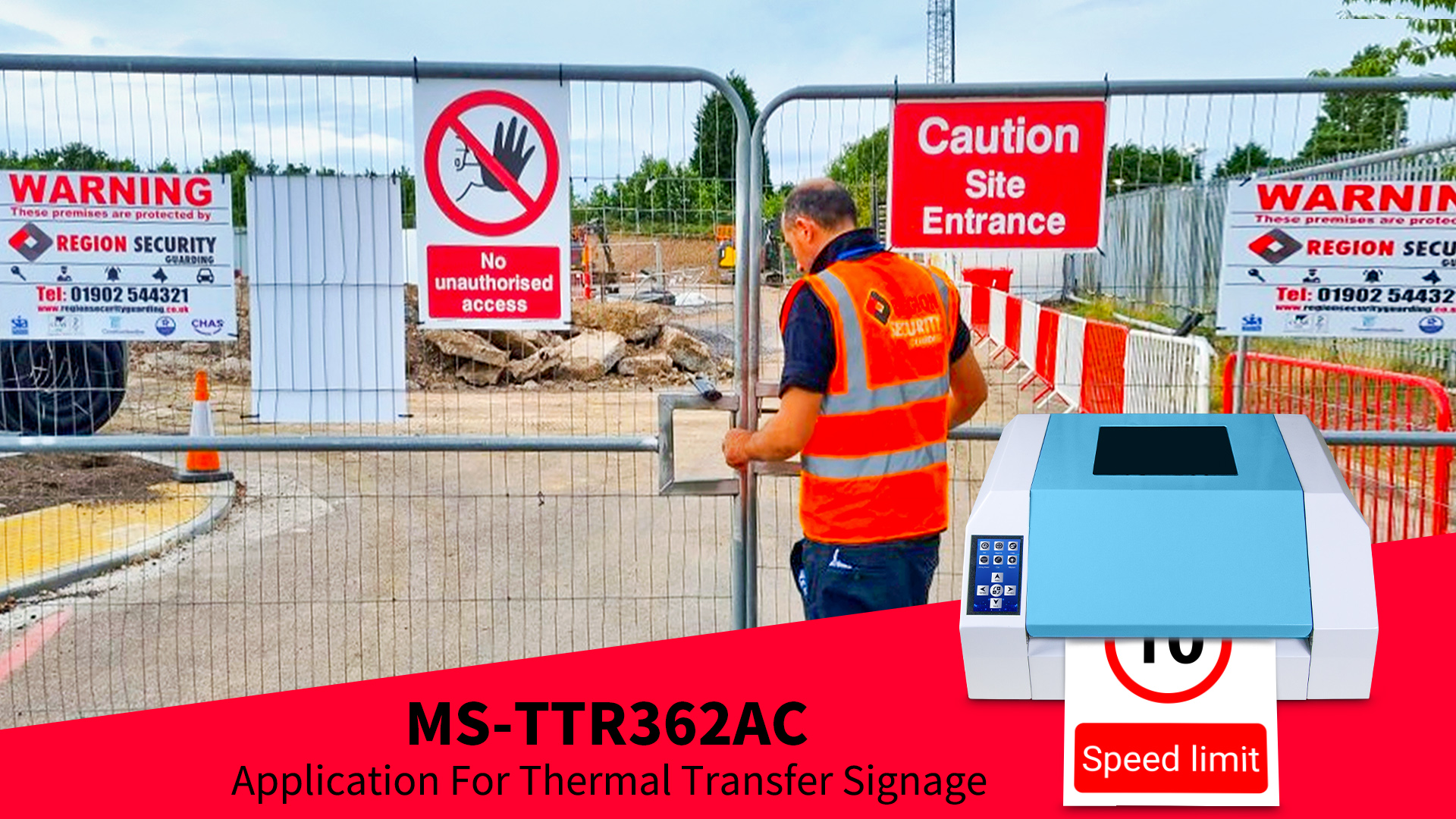 MS-TTR362AC: idéal pour la production de signes et d'étiquettes dans l'industrie de la construction