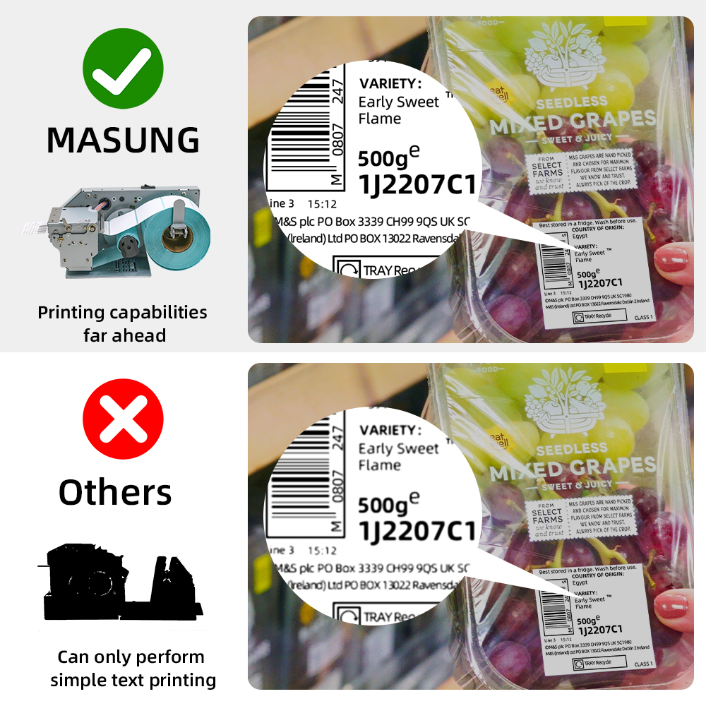 MASUNG MS-LP212A à haute vitesse 58 mm Expédition d'autocollante Rouleau d'autocollant Rouleau de réception des modules d'étiquette thermique en stock