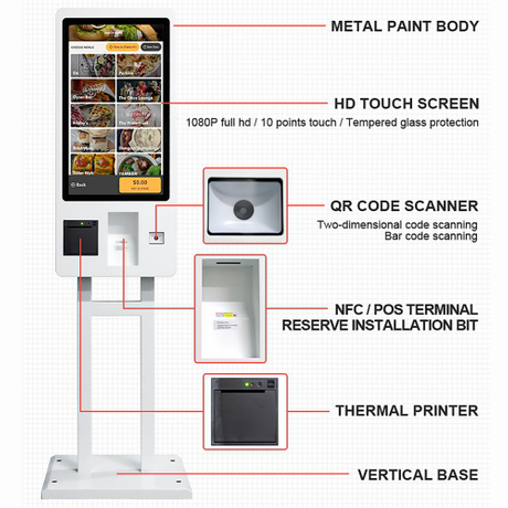 MASUNG MS-S6 Imprimante de Billets Android Os Kiosque de Caisse à Écran Tactile en Libre-Service à Montage Mural Personnalisé de 32 Pouces avec Logiciel