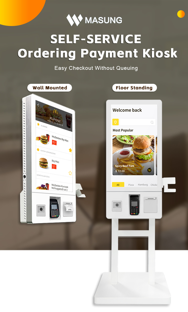MASUNG MS-S9 – système de point de vente en libre-service, Machine tout-en-un, kiosque de paiement sans numéraire pour carte Visa à écran tactile pour Restaurants